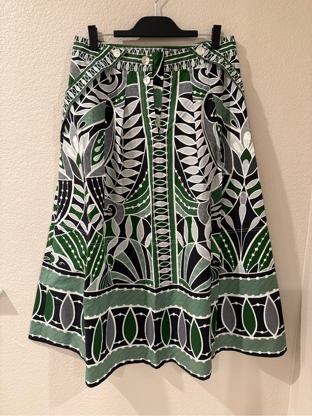 Farm Rio Green & Black A-Line Women's Skirt
